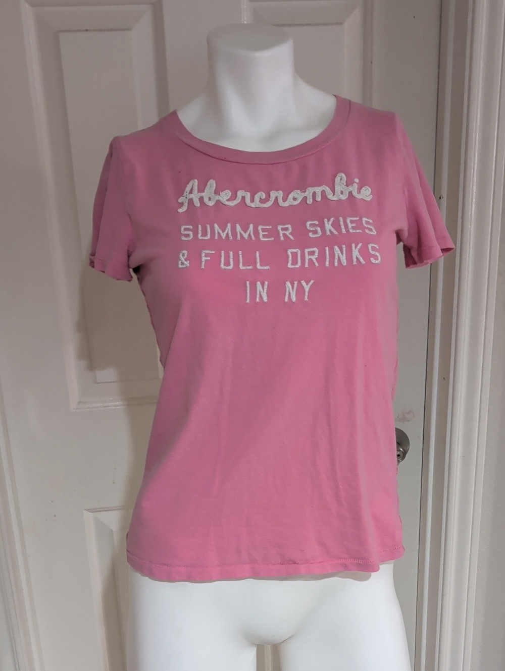 Y2K Abercrombie & Fitch Pink Graphic Short Sleeve Retro Tee Women's Large